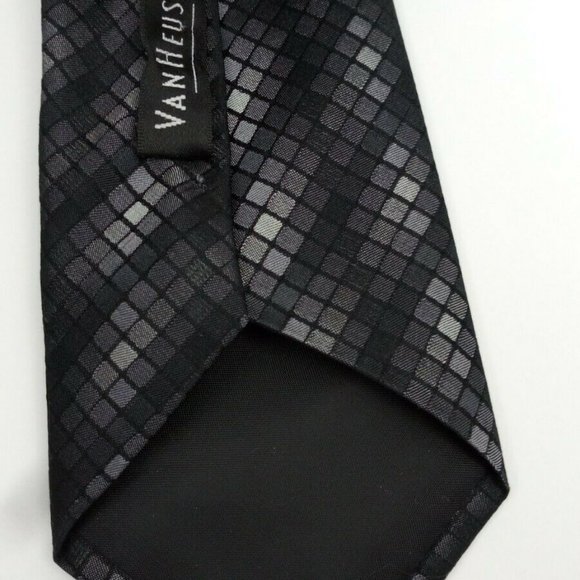 Van Heusen Tie Silver Stripe Geometric  Silk Snake - Picture 3 of 3